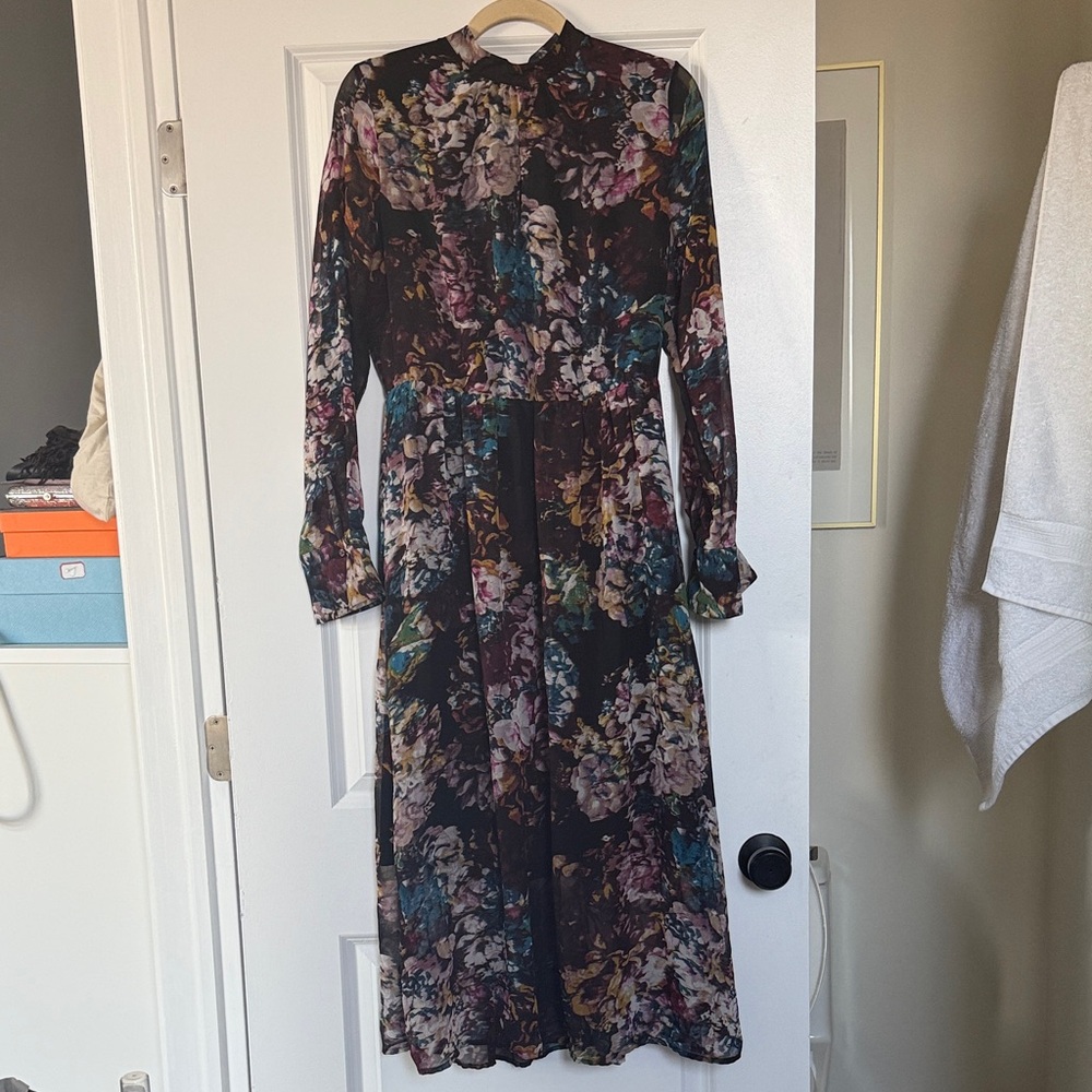Who What Wear Multicolor Floral Long Sleeve Dress